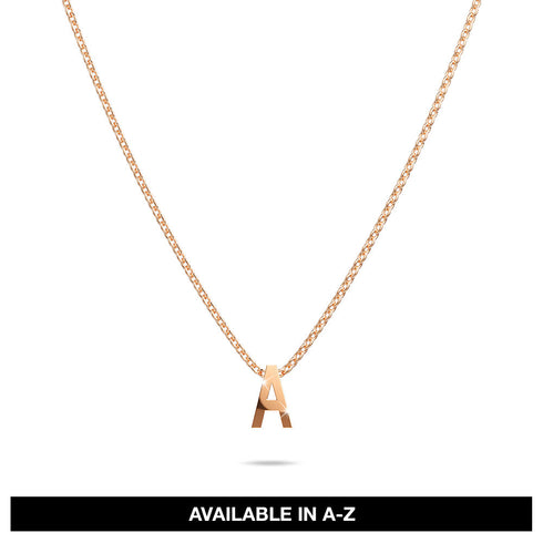 Initials Brick Alphabet Letter Necklace Rose Gold Layered Steel Jewellery